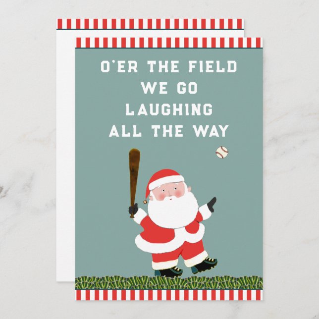 Funny Baseball Christmas Holiday Cards (Front/Back)