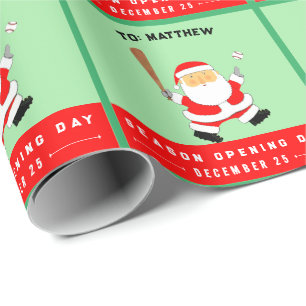 Funny Baseball Christmas Holiday Wrapping Paper