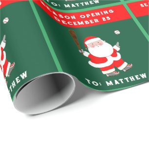 Funny Baseball Christmas Holiday Wrapping Paper