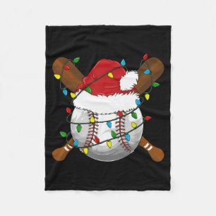 Funny Baseball Christmas Matching Family Pajamas X Fleece Blanket