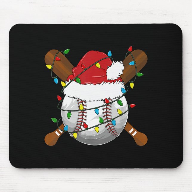 Funny Baseball Christmas Matching Family Pyjamas X Mouse Pad (Front)