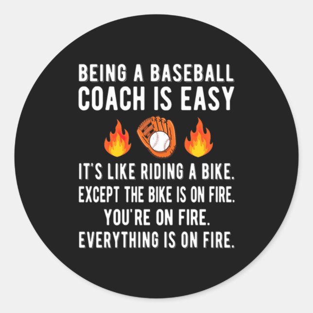 Funny Baseball Coach Gifts Baseball Coaching Baseb Classic Round Sticker (Front)