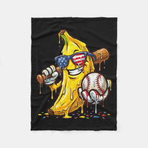 Funny Baseball Drip Aamerican Flag Boys Kids Youth Fleece Blanket