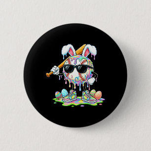 Funny Baseball Drip Bunny Easter Shirts Kids Boys 6 Cm Round Badge