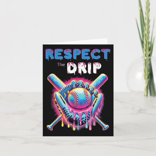 Funny Baseball Drip Ice Cream Dripping Respect The Card (Front)
