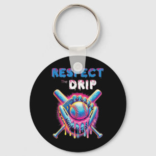 Funny Baseball Drip Ice Cream Dripping Respect The Key Ring