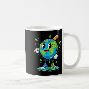Funny baseball earth day drip cartoon boys kids coffee mug