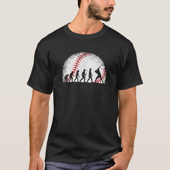 Funny Baseball Evolution Baseball Player Men Boys  T-Shirt (Front)