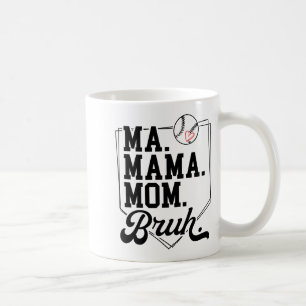 Funny Baseball Mom Bruh With Team Name And Number Coffee Mug