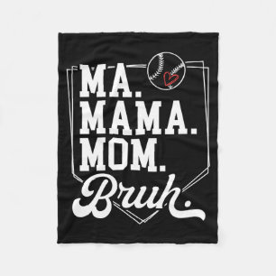 Funny Baseball Mom Bruh With Team Name And Number  Fleece Blanket