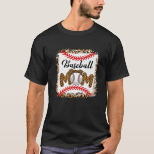 Funny Baseball Mom Lover Fan Leopard Bleached Moth T-Shirt