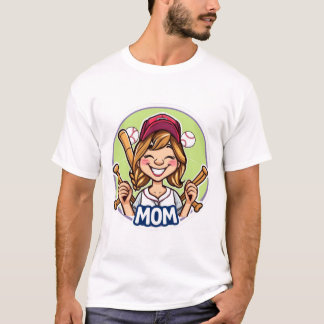  Funny Baseball Mum Baseball Mama Baseball Mum  T-Shirt