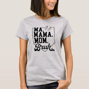 Funny Baseball Mum Bruh with Team Name and Number T-Shirt