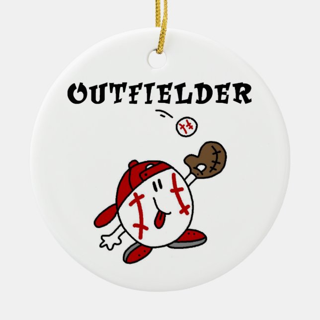 Funny Baseball Outfielder T-shirts and Gifts Ceramic Ornament (Front)