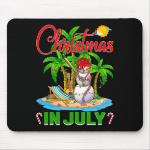 Funny Baseball Santa Hat Hawaiian Christmas In Jul Mouse Pad