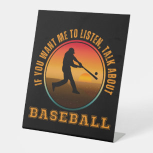 Funny Baseball Saying Vintage Silhouette Player Pedestal Sign