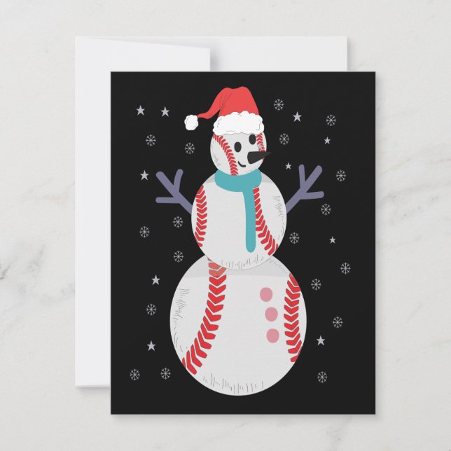 Funny Baseball Snowman Christmas New Year Gift Card (Front)