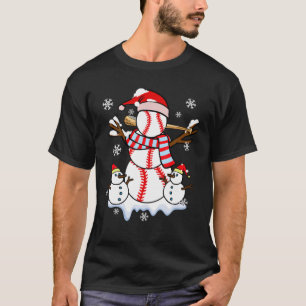 Funny Baseball Snowman Christmas Xmas Gift Men Wom T-Shirt