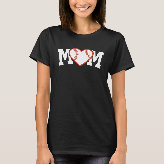 Funny Baseball Softball Ball Mom Heart Love T-Shirt (Front)