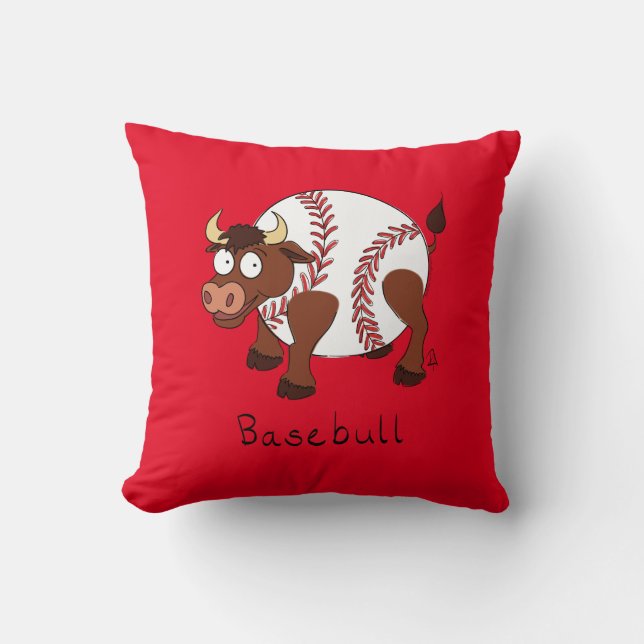 Funny Baseball sports Kids Cartoon Animal Cushion (Front)