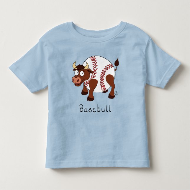 Funny Baseball sports Kids Cartoon Animal Toddler T-Shirt (Front)