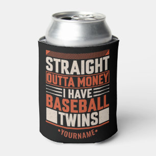 Funny Baseball Twin Parent Gift Can Cooler