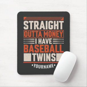 Funny Baseball Twin Parent Gift Mouse Pad