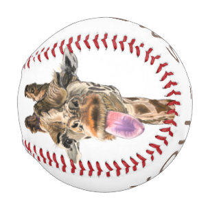Funny Baseball with Playful Giraffe - Custom Text