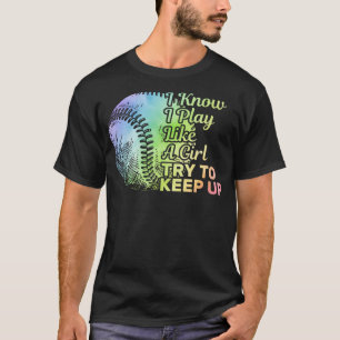 Funny Baseball Women Team Play Like Girl Softball T-Shirt