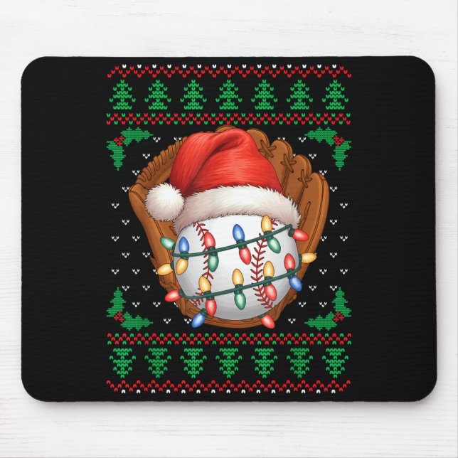 Funny Baseball Xmas Boys Men Women Kids Ugly Chris Mouse Pad (Front)