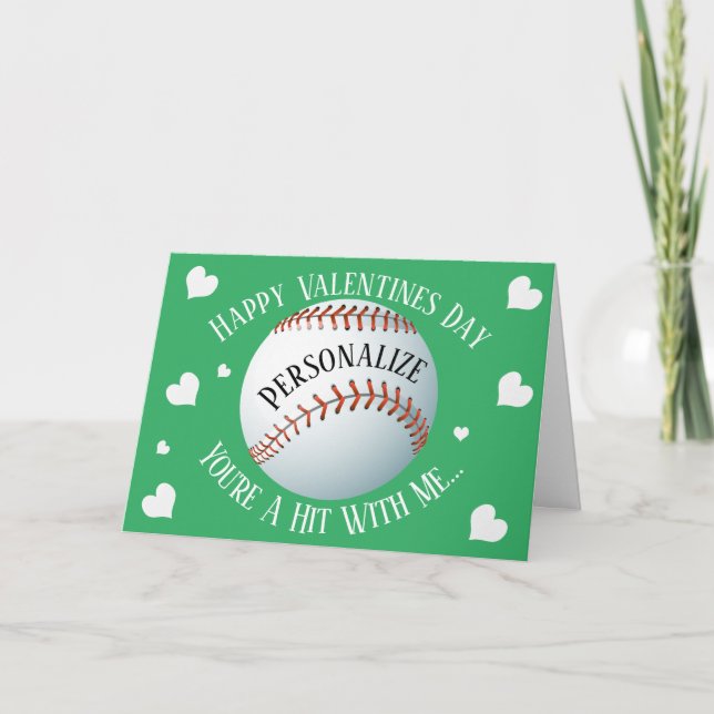 Funny Baseball You're A Hit Valentines Holiday Card (Front)