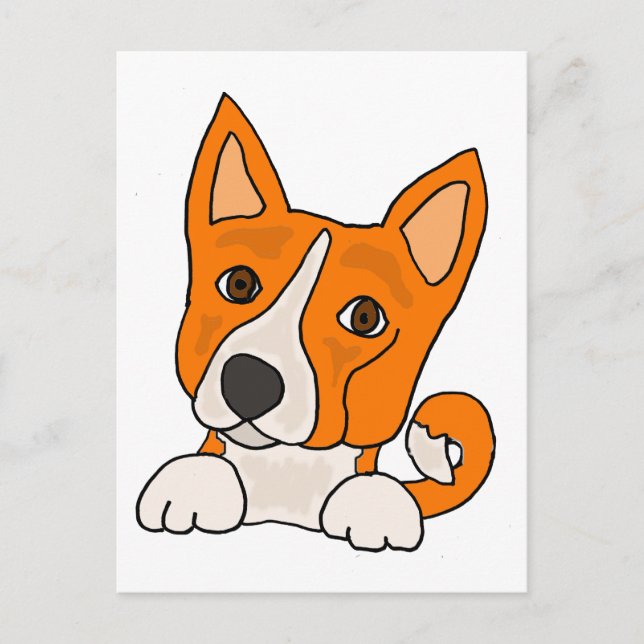 Funny Basenji Puppy Dog Art Postcard (Front)