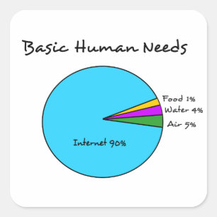 Funny Basic Human Needs for computer enthusiasts Square Sticker