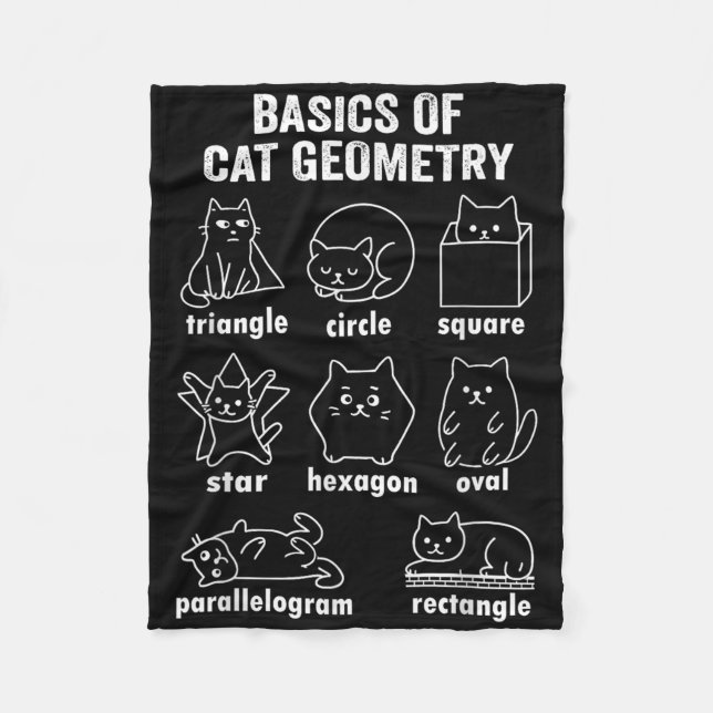 Funny Basics Of Cat Geometry Back To School Math T Fleece Blanket (Front)