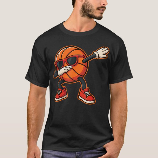 Funny Basketball Art For Men Dabbing Basketball Su T-Shirt (Front)