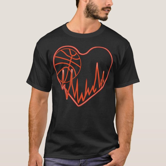 Funny Basketball Basketball Heart Beat T-Shirt (Front)