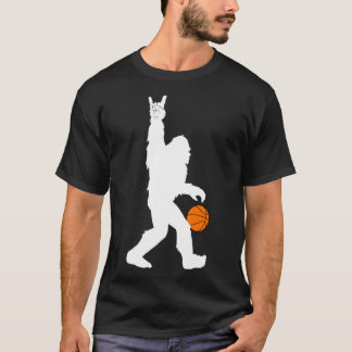 Funny Basketball Bigfoot Rock On Hoops Basketball  T-Shirt