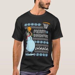 Funny Basketball Christmas Quote Merry Swishmas Ma T-Shirt