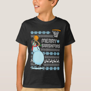 Funny Basketball Christmas Quote Merry Swishmas Ma T-Shirt