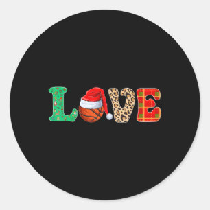 Funny Basketball Christmas Santa Hat Basketball Lo Classic Round Sticker