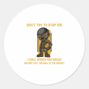 Funny Basketball Classic Round Sticker