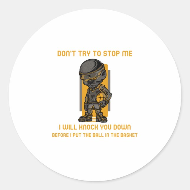 Funny Basketball  Classic Round Sticker (Front)