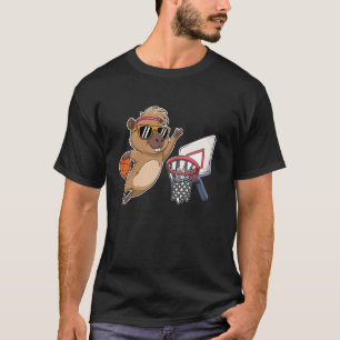 Funny Basketball Design Cute Capybara Playing Bask T-Shirt