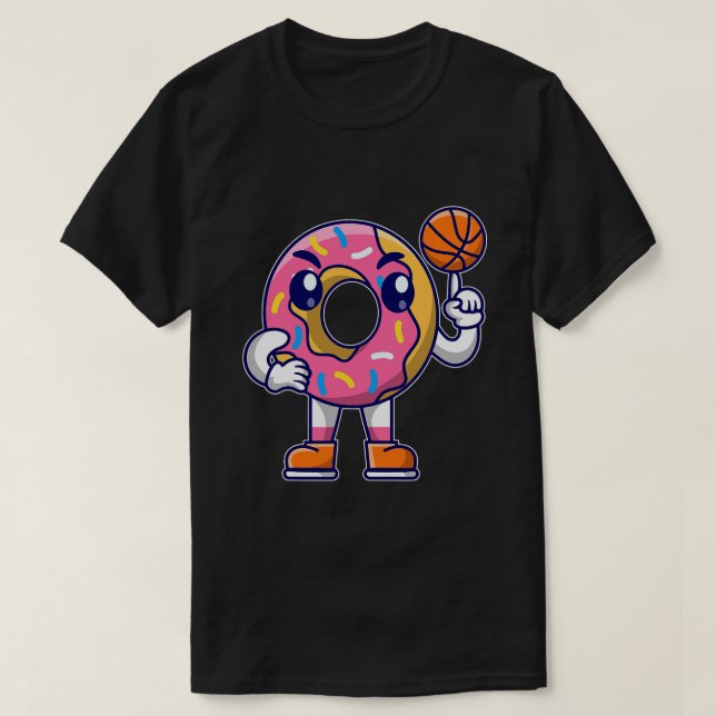 Funny Basketball Doughnut Gift Boys Girls T-Shirt (Design Front)