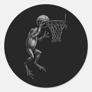 Funny Basketball Frog Classic Round Sticker
