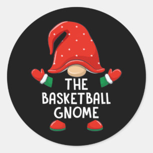 Funny Basketball Gnome Christmas Matching Family B Classic Round Sticker