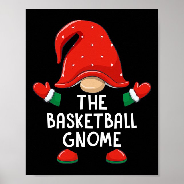 Funny Basketball Gnome Christmas Matching Family B Poster (Front)