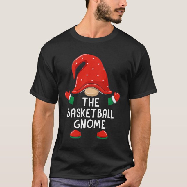 Funny Basketball Gnome Christmas Matching Family B T-Shirt (Front)