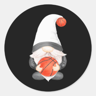 Funny Basketball Gnome For Basketball Players And Classic Round Sticker