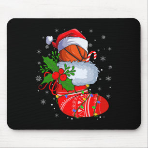 Funny Basketball In Christmas Socks Santa Basketba Mouse Pad
